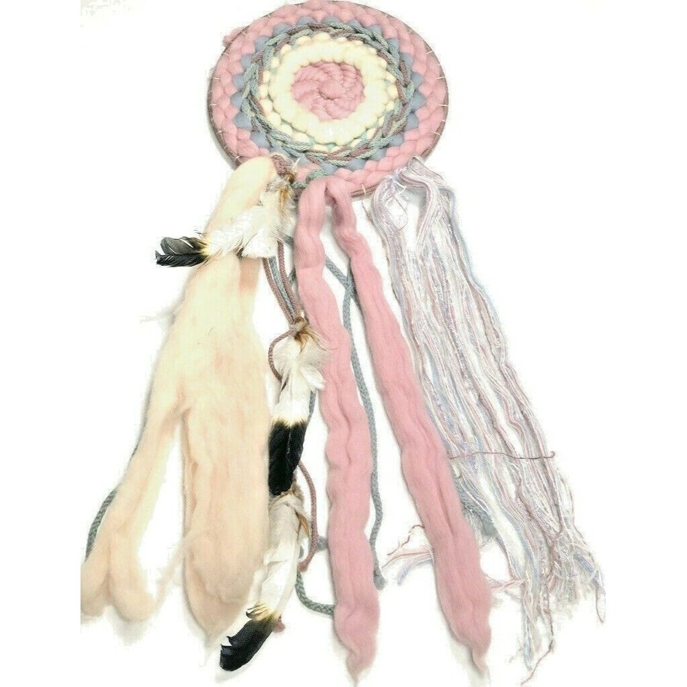 Vintage 60s Wind Catcher Decor Door Native American Indian Spiritual HandMade